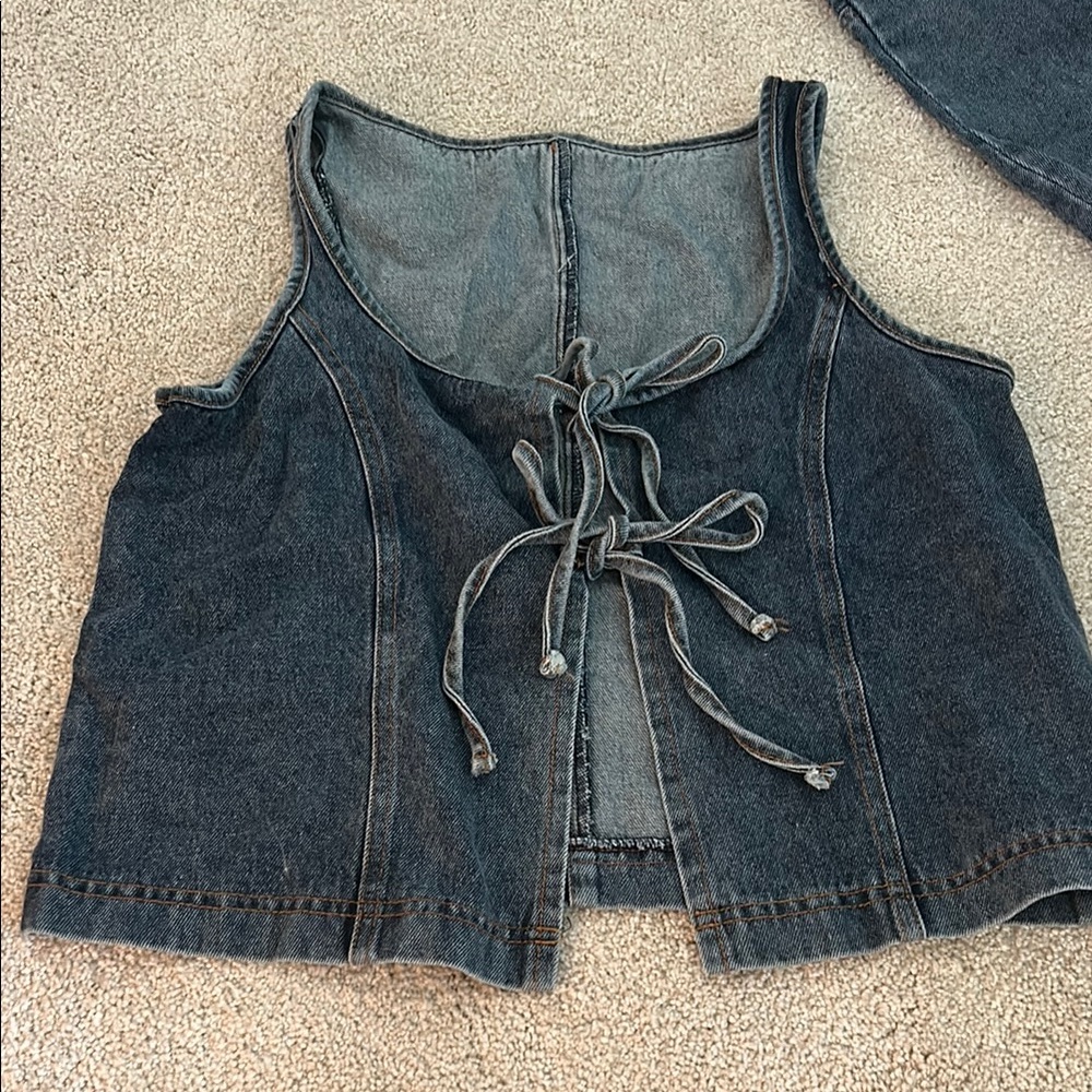 Denim Lace-Up Vest